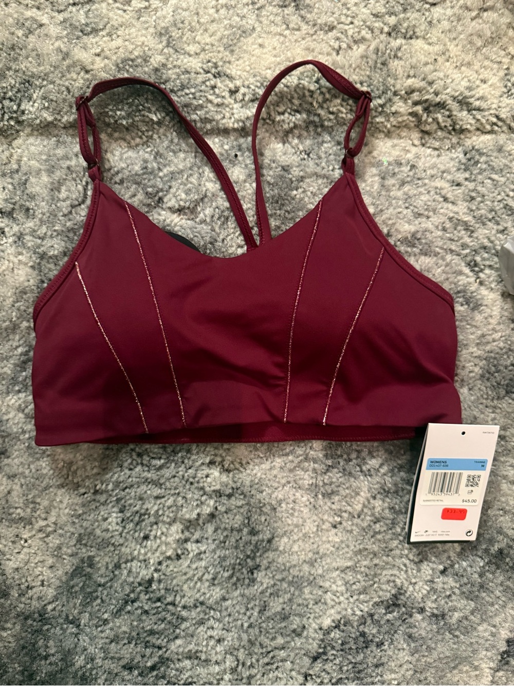 Everyday Comfort Wine Red Bralette - Brand:Nike